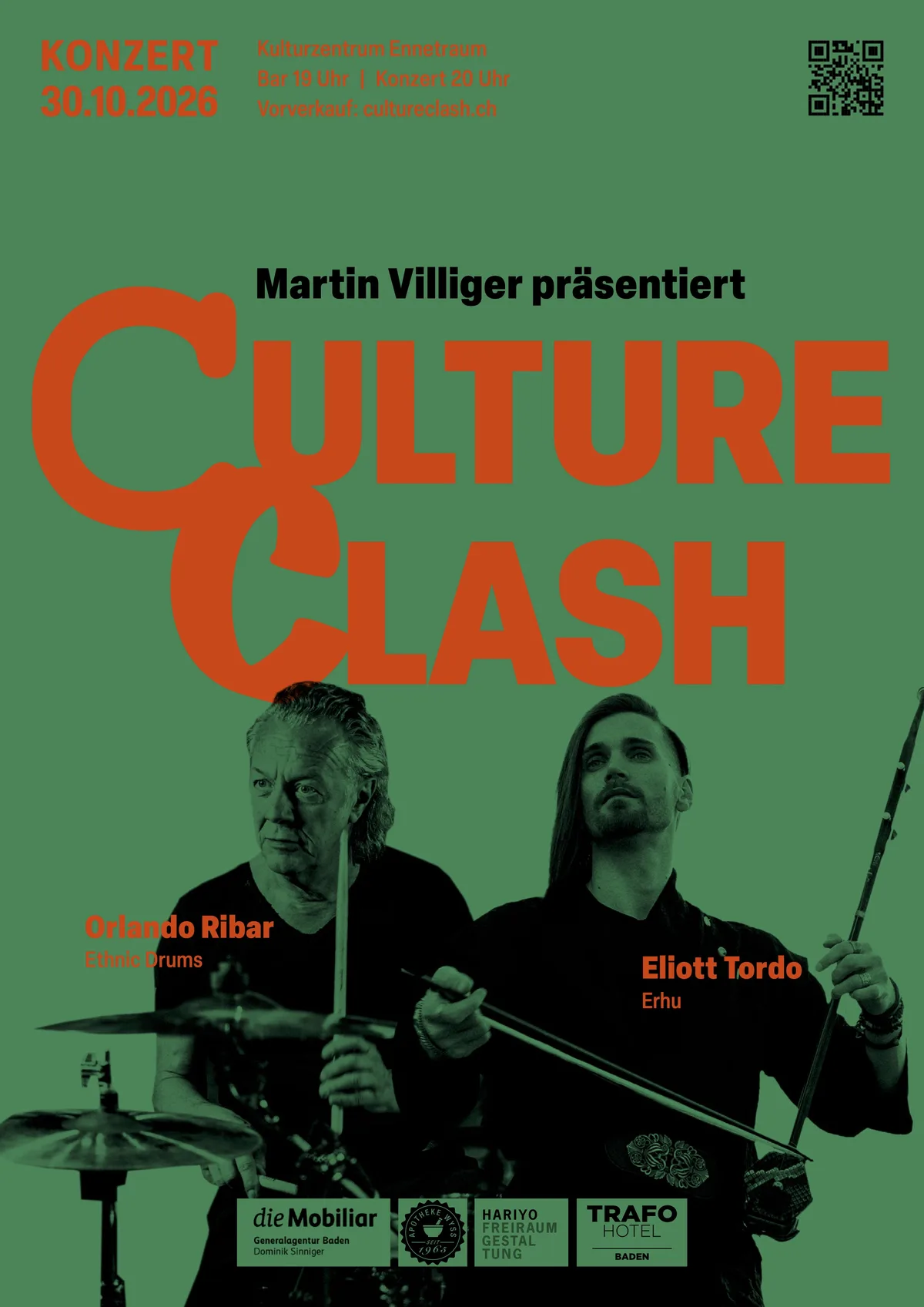 Flyer Culture Clash vom 30. Oktober 2026 mit Eliott Tordo und Orlando Ribar